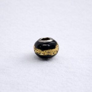 Murano Black and Gold Foil Murano Glass Charm - Retired